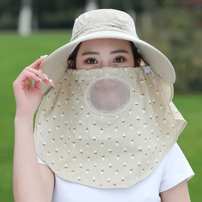 Capa de proteção primavera verão chapéus de sol feminino pescoço rosto protetor solar de borda larga respirável pescador chapéu máscara de sol ao ar livre