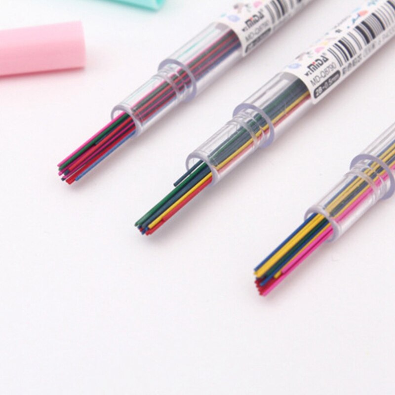 15 stk / kasse farverig mekanisk blyant bly 0.5 /0.7 mm kunst skitse tegning farvet bly skole kontorartikler