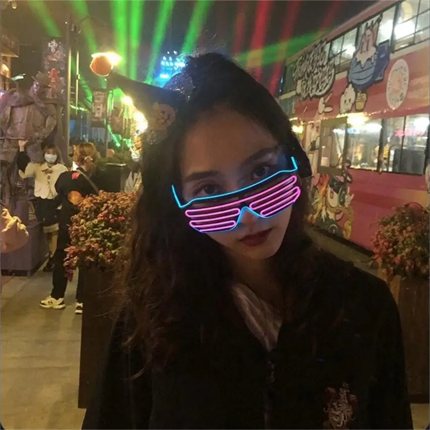 Gafas luminosas LED de neón para Navidad, decoraciones luminosas de Halloween, gafas con luz intermitente, accesorios de Cosplay, suministros para fiestas