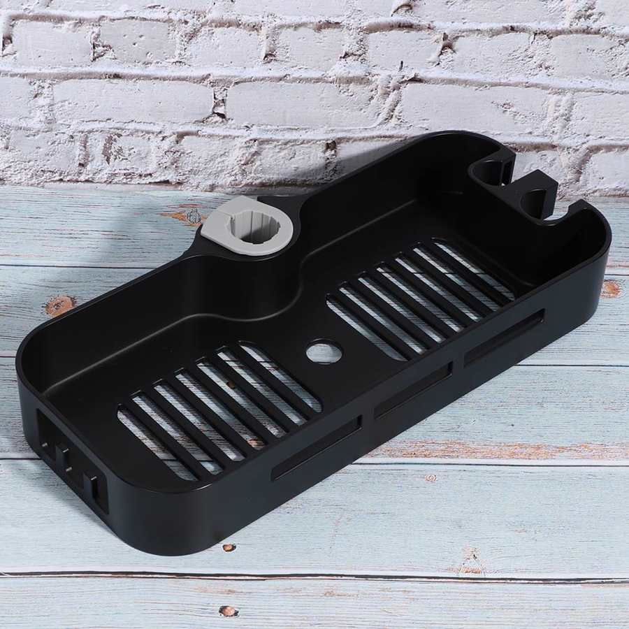 Mat sort brusestang bakke opbevaring hyldeholder abs badeværelse shower gel shampoo holder med brusehoved holder justerbar højde