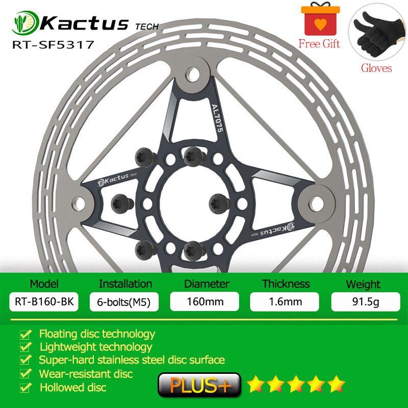 KACTUS Rotore del freno a discoteca per bicicletta ultraleggero 140/160mm Blocco centrale Addensare AL7505 Freno a galleggiante a discoteca a raffreddamento rapido per bici da strada MTB EBike: Rosso