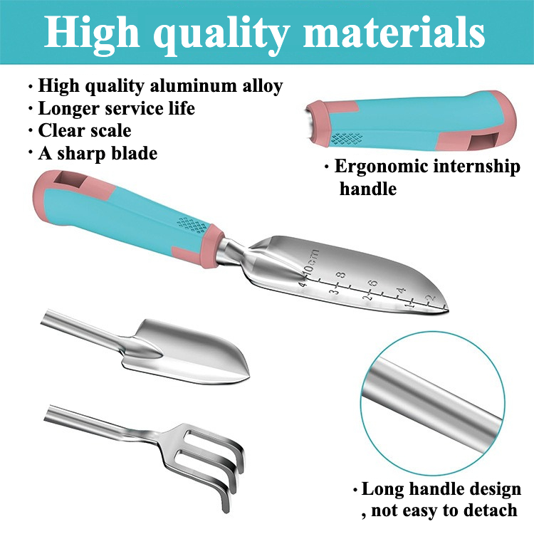 Kompletne narzędzia ręczne ogrodowe ze stopu aluminium 6-częściowy zestaw Kompletny zestaw narzędzi ogrodniczych Prezenty ogrodnicze Zaawansowana kolorowa torba do przechowywania