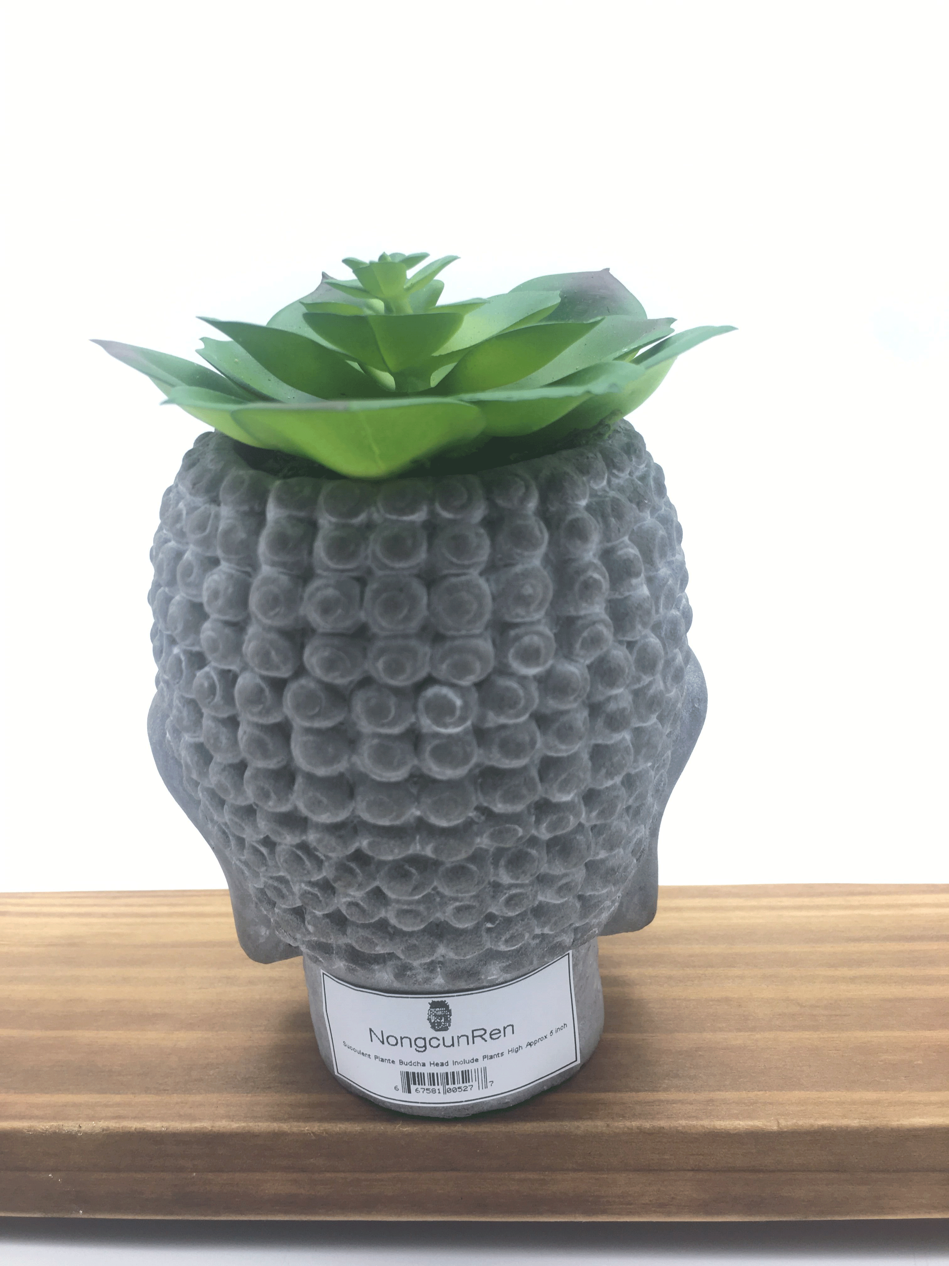 Macetero de cabeza de Buda de cemento no grunren, pequeños recipientes para plantas de decoración