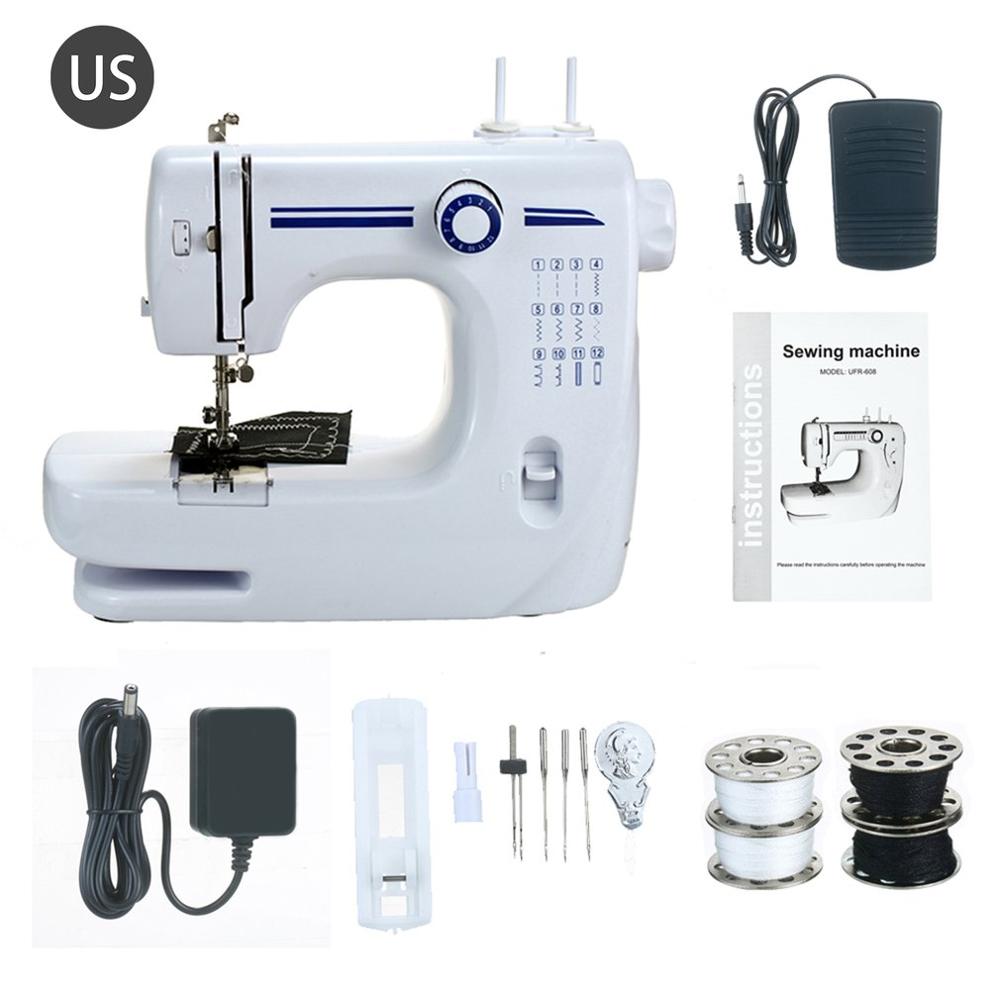 Sewing Machine Mini Multi-function Dual-needle Sewing Machine With Foot Pedal Household Multi-Function Electric Sewing Suit: US plug