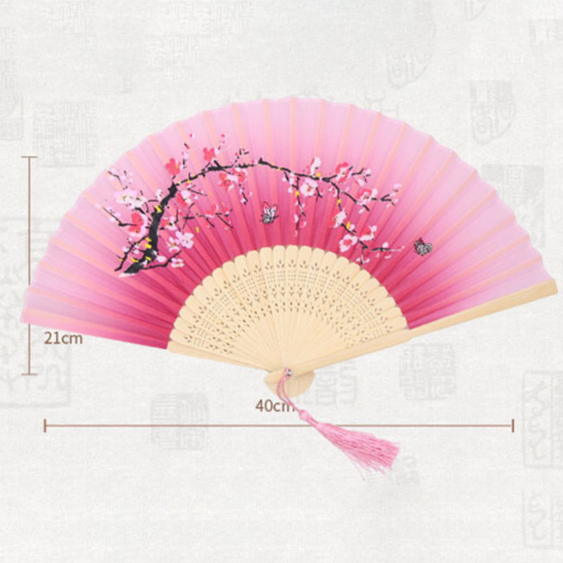 Eventail de fleurs repliable en soie | Vintage de Style chinois, pour fête de mariage danse, accessoires à main de