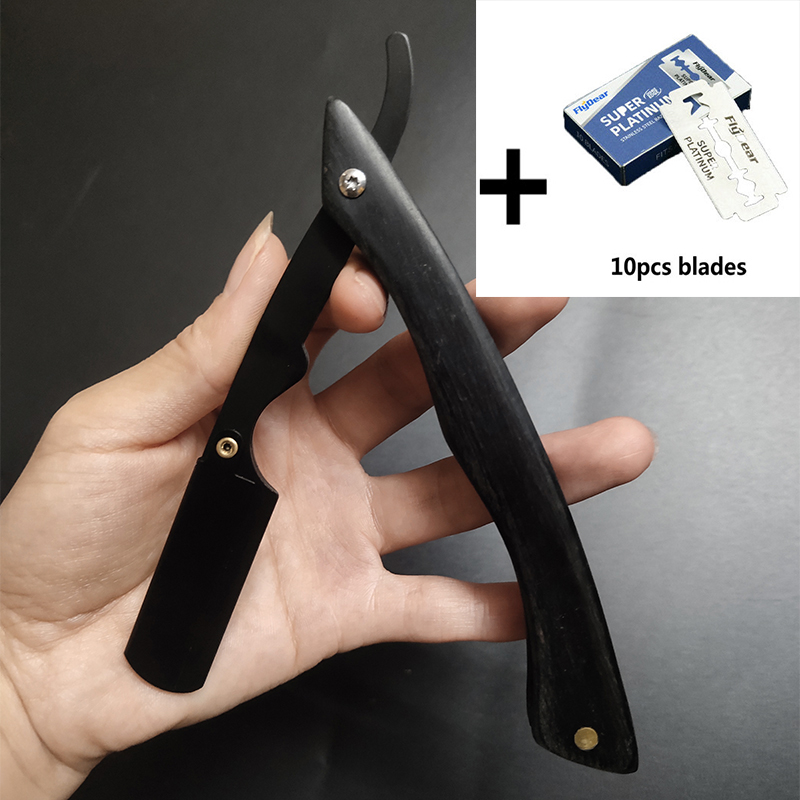 Lame professionnelle rasage rasoirs barbier rasoir sourcil rasoir hommes lame remplaçable rasoir cheveux couteau: Marron