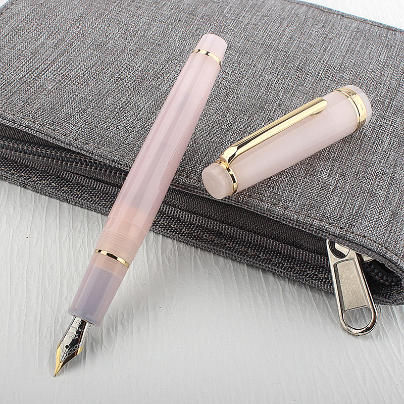 Jinhao 82 pluma estilográfica transparente Clip dorado pluma giratoria Popular EF F M NIB negocios Oficina escuela suministros escritura: Azul marino / efecto