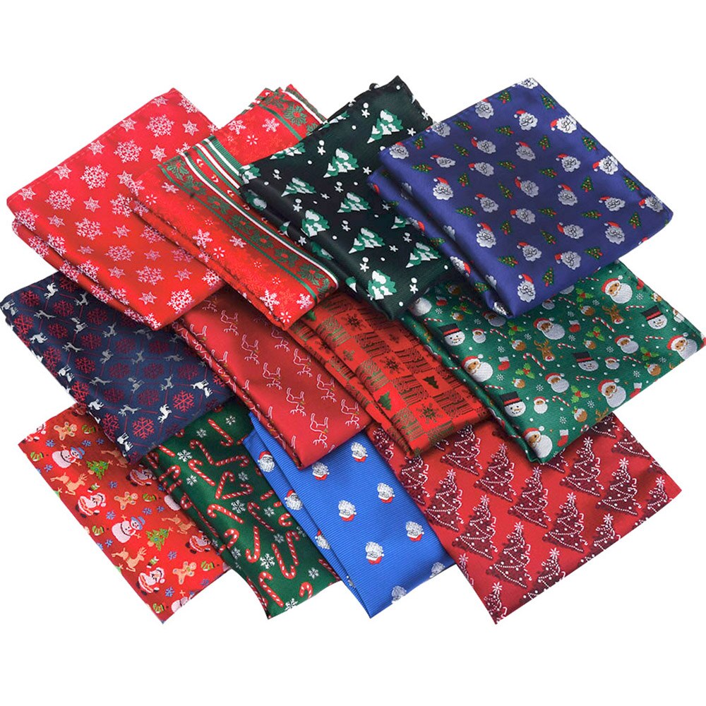 Ricnais Seide Weihnachten Taschentuch verrotten Bule Weihnachten Baum Schneemänner Jucquard Tasche Platz Kunden Zubehör Hanky