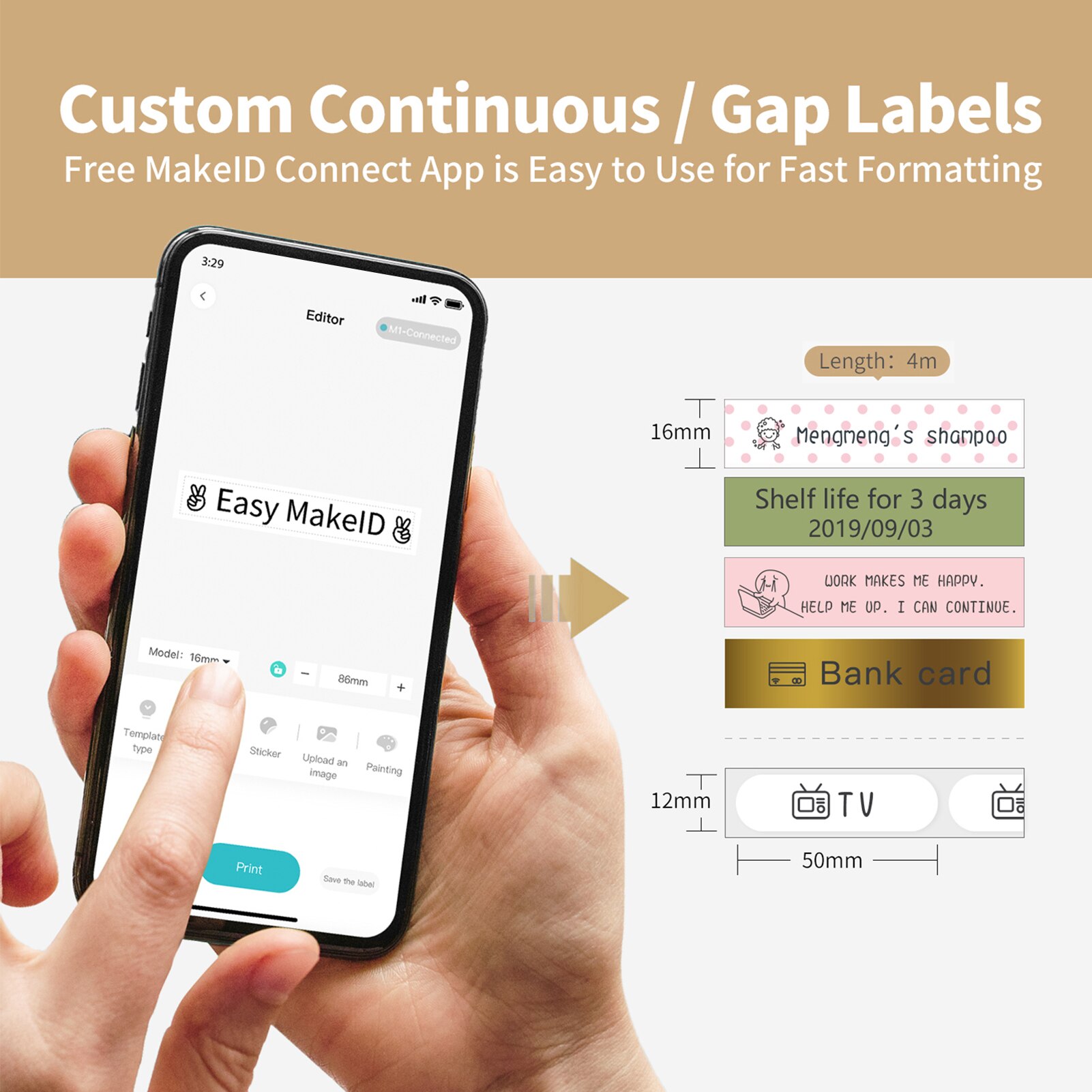 MAKEID Label Maker Portable Mini Pocket Printer Thermal Label Printing Machine Wireless BT Connection Inkless Printing Sticker