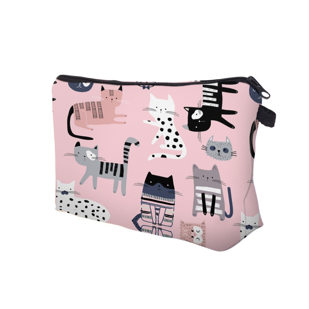 Deanfun Lovely Cat Cosmetic Bag Grils Cute Pink Small Toiletry Bag Portable Travel Bags 52487
