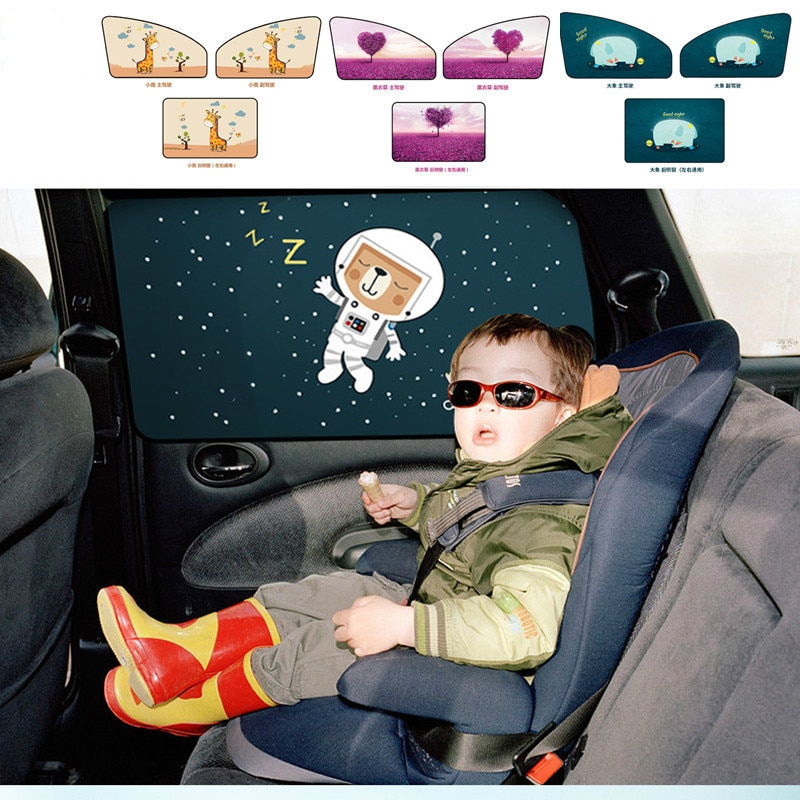 1PCS Car Magnetic Sunshade Curtain Cartoon Sunscreen Heat Insulation Sunshade Side Window Shading Car Window Insulation Curtain