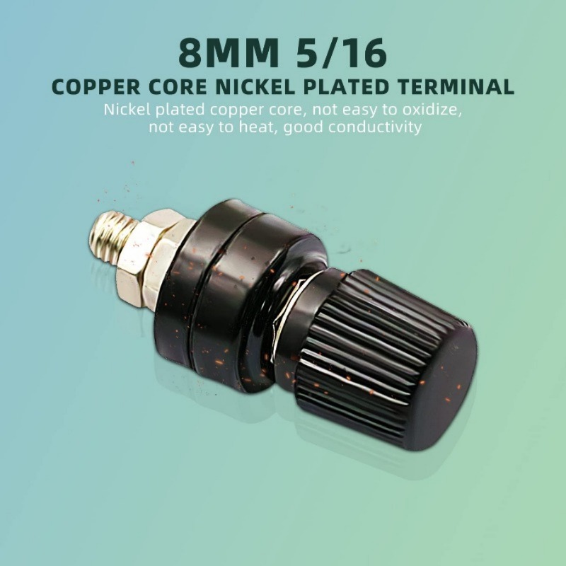 4Pcs Binding Posts Terminal M6/M8 Battery Terminal Connector 1/4” 5/16”Remote Power Terminal Copper Core Nickel-Plated Red/Black