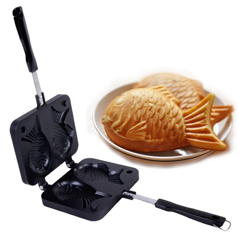 Gjør-det-selv-fiskeformet baketøy vaffelpanneverktøy taiyaki japansk vaffelpannemaker vaffeljern hjemmebaktverktøy