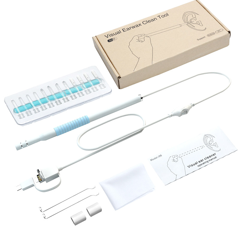 Endoscope Camera Ear Cleaning Tool Ear Wax Remover Kit Care Ear Cleaner Device Ear Cleaning Personal Health Care: Blue