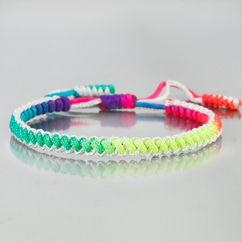 Bracelet en corde arc-en-ciel pour hommes et filles, tressé à la main, ajustable, porte-bonheur, bijoux d&#39;amitié