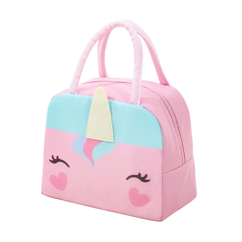 Cartoon Children's Lunch Bag Thermal Insulation Aluminum Film Waterproof Oxford Cloth Portable Lunch Bags Tote: Beige