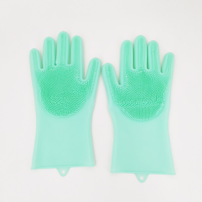 1 paar Handschuhe Küche Silikon Reinigung Handschuhe Magie Silikon Gericht Waschen Handschuh für Haushalt Wäscher Gummi Küche sauber Werkzeug: Grün