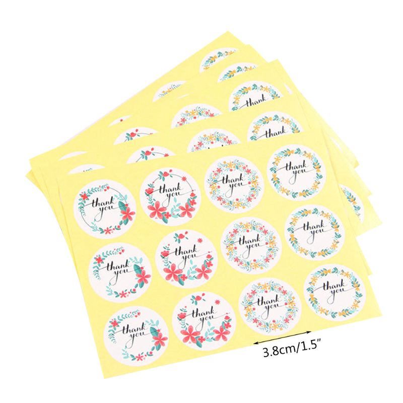 10 vellen /120 stickers krans \"bedankt\" letters print label stickers knutsel  m68e