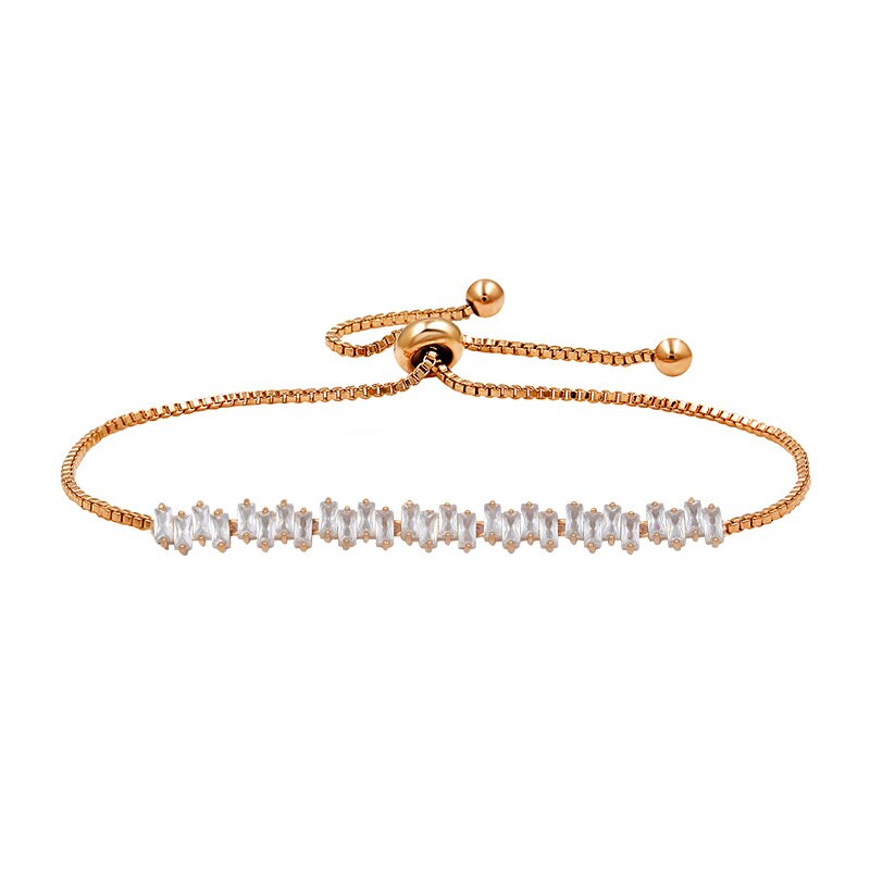 WEIMANJINGDIAN Brand Cubic Zirconia CZ Crystal Adjustable Bracelets for Women or Wedding Brides: Rose Gold Color