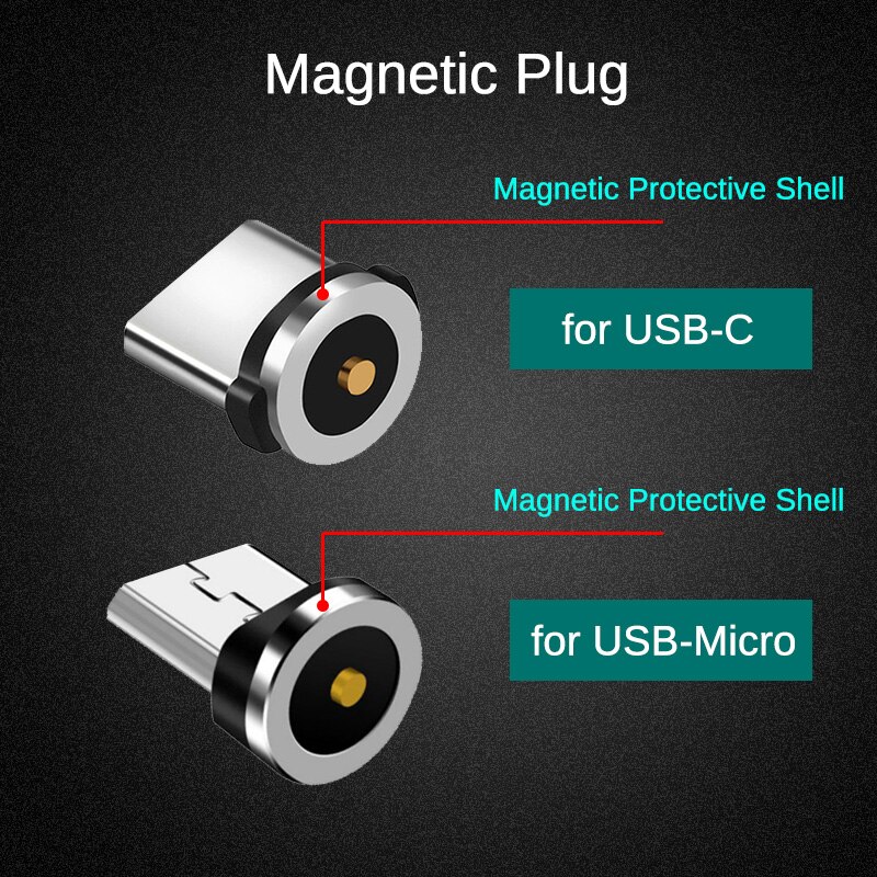 Round Magnetic Charging Cable Adapter for Samsung Galaxy A20 A30 A40 A50 A60 A70 A80 A90 S A31 A51 A71 M40 Micro USB Type C Plug