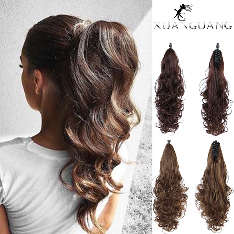 Xuanguang Lang Golvend Paardenstaart Hair Extensions Voor Vrouwen Zwart Bruin Klauw In Extenssion Paardenstaart Hair Extension Haar