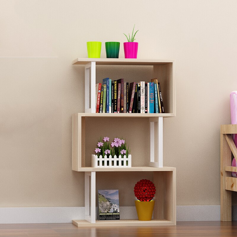 Simple Modern Style Combination Bookcase Multi-Layer Desktop Floor-To-Ceiling Shelf And Exquisite Small Bookshelf: Khaki