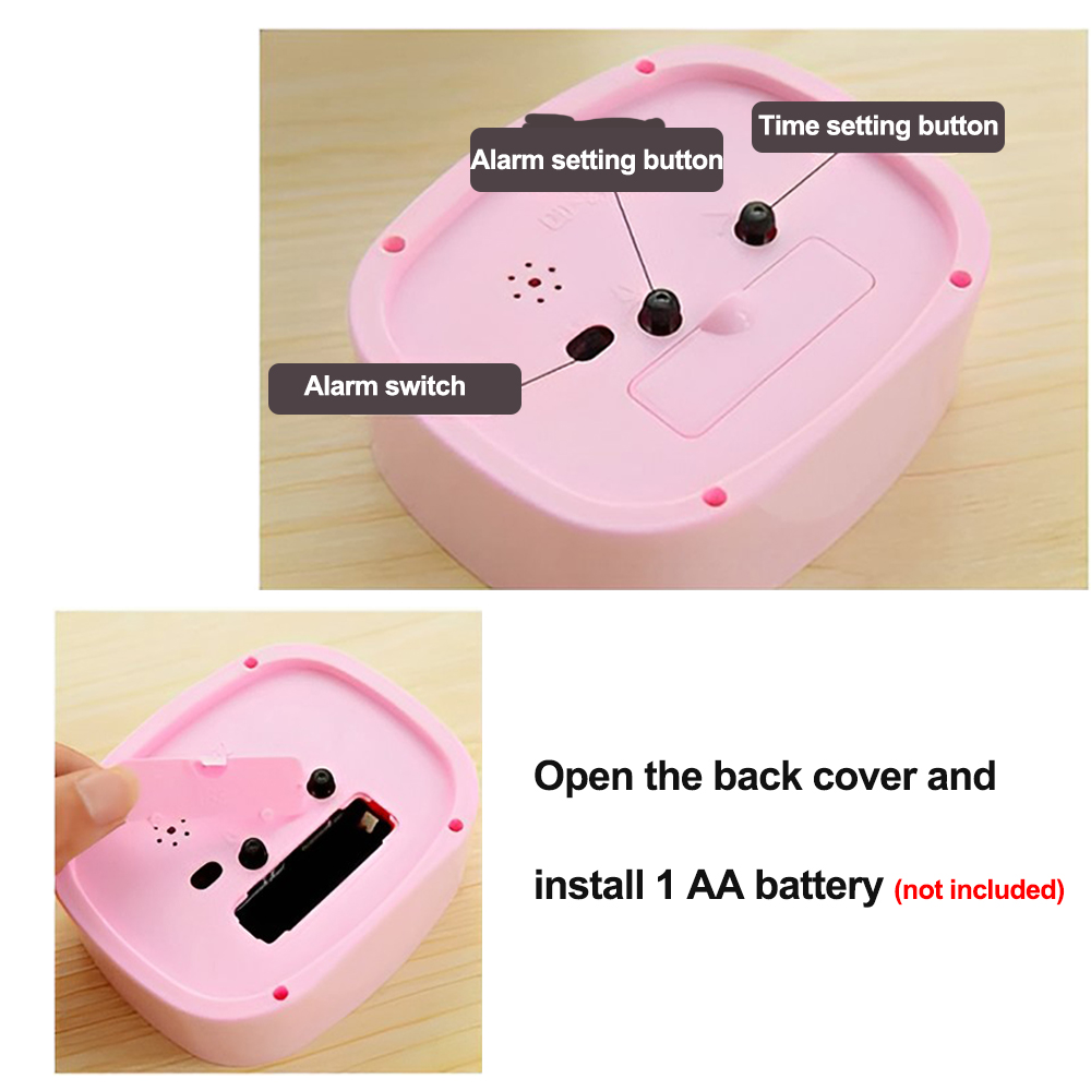 Round Alarm Clock Simple Style Wake Up Table Clock Square Silent Desk Clocks Snooze Portable Travel Alarm Clock Battery Powered