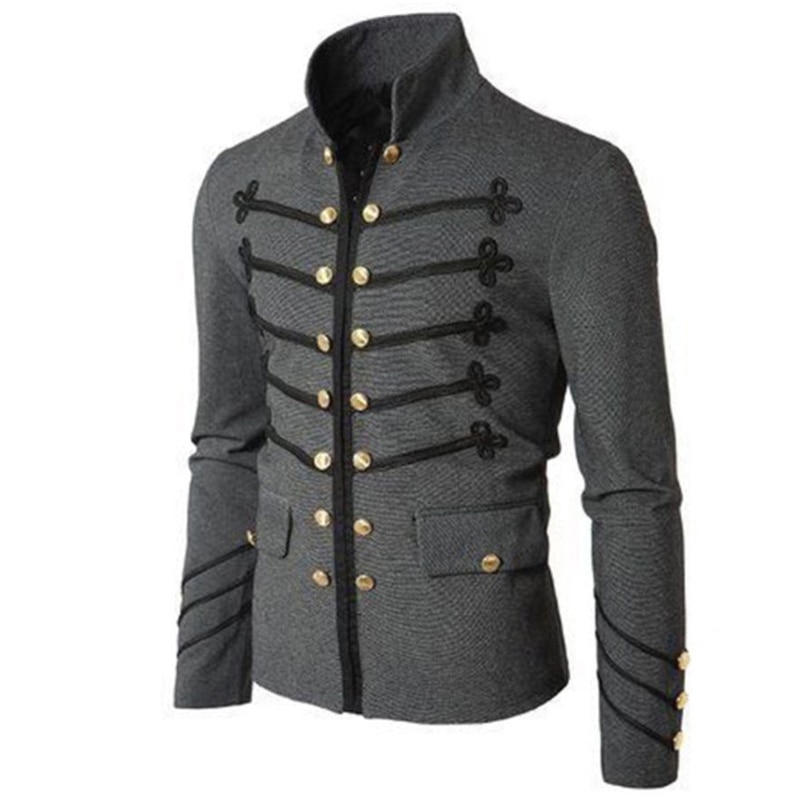 Veste Streetwear gothique pour hommes, manteau à boutons brodés, Costume uniforme à la , hauts de fête, veste d'extérieur, automne