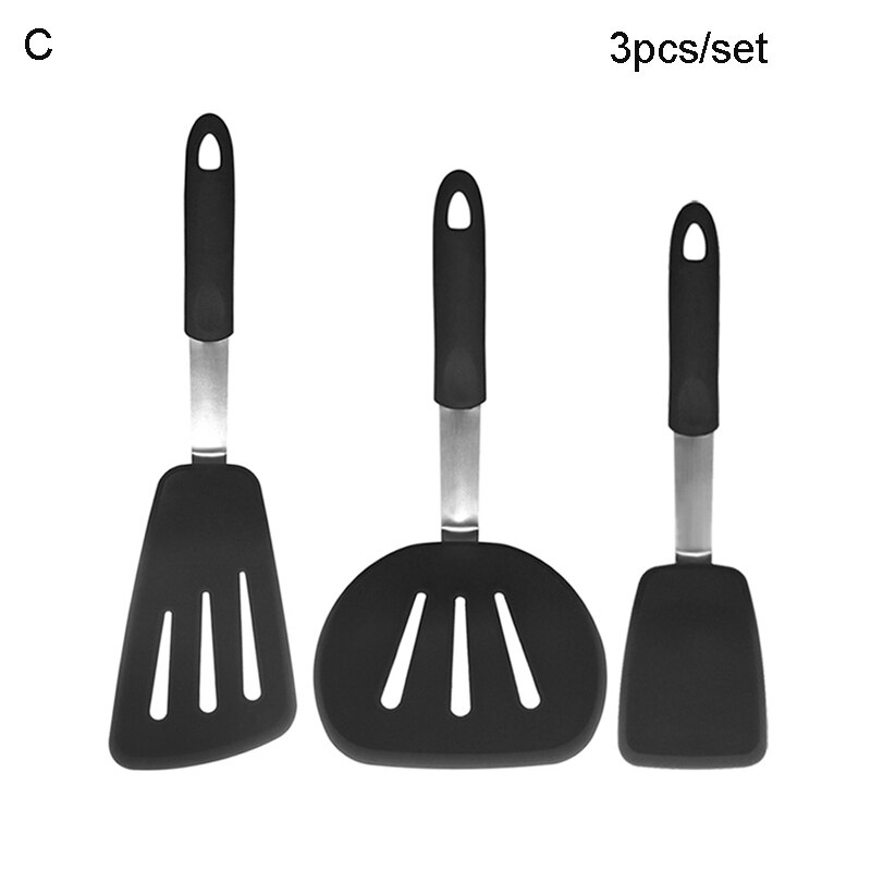 2 Pcs Silicone Turners Spatula Set Pancake Flippers Non Stick Rubber Kitchen Utensil for Cooking Fish Steak Eggs: D
