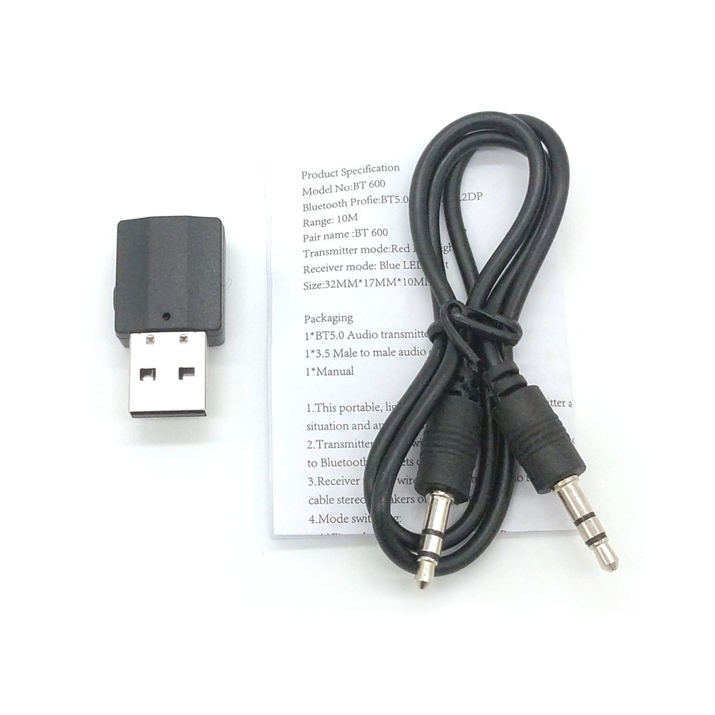 2 In1 Bluetooth 5.0 Audio Receiver Transmitter Wireless Adapter Mini 3.5mm AUX Stereo Bluetooth Transmitter for TV PC Car Double