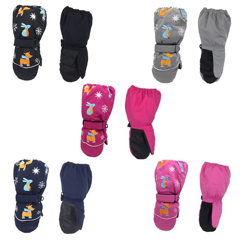 Winter Kinderen Print Cartoon Herten Konijn Verdikking Ski Handschoenen Kids Winddicht Waterdicht Antislip Lange Mouwen Wanten 19QF