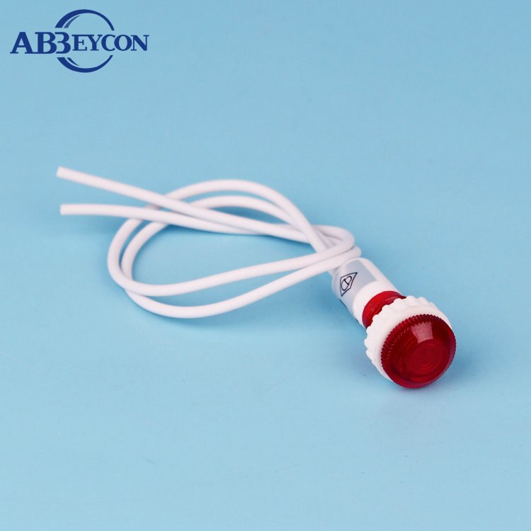 Lámpara piloto de 220v, neón, 10mm, plástico, 220V, luz roja de piloto de coche con conector, luz indicadora