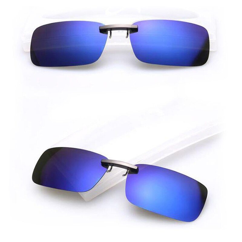 Men's Women's Polarized Day Night Vision Clip On Lens Glasses Sunglasses K3NF: Blue