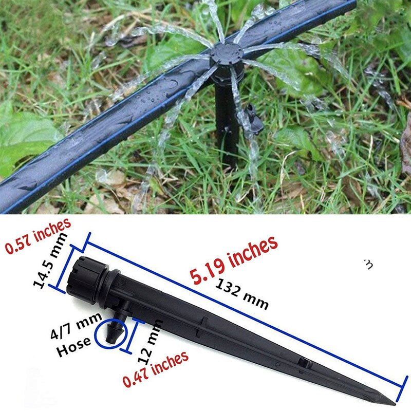 4/7mm Hose Drip Irrigation System 360 Degree Adjustable 8 Hole Sprinkler Garden Watering Kit Inserting Ground Micro Flow Dripper