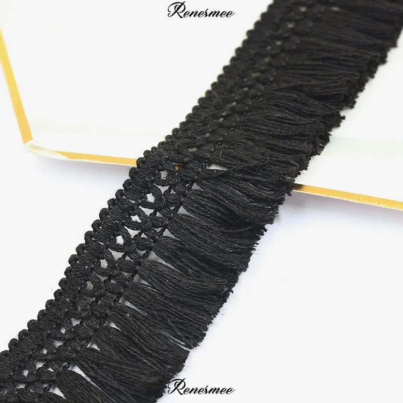 Bufanda de encaje con flecos de algodón de 5 yardas, ropa, alfombra, cortina, adornos decorativos, accesorios para el hogar DIY, 4cm de ancho