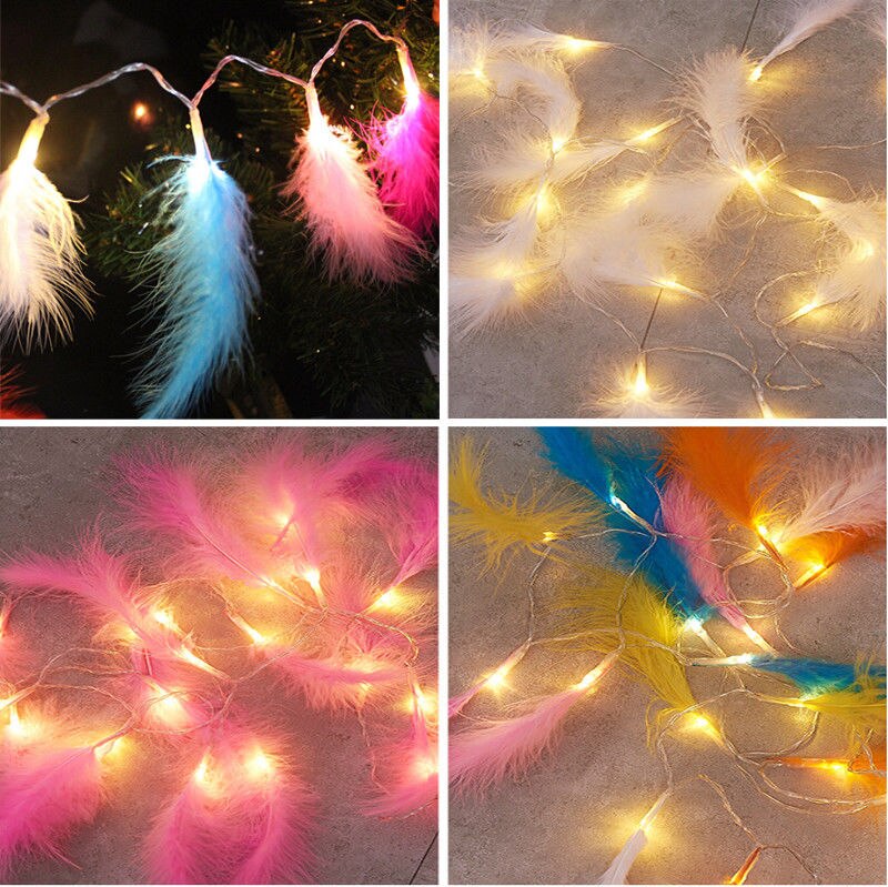 2.2M 20LED Batterij Operated String Feather Fairy Licht Warm Witte Kerst