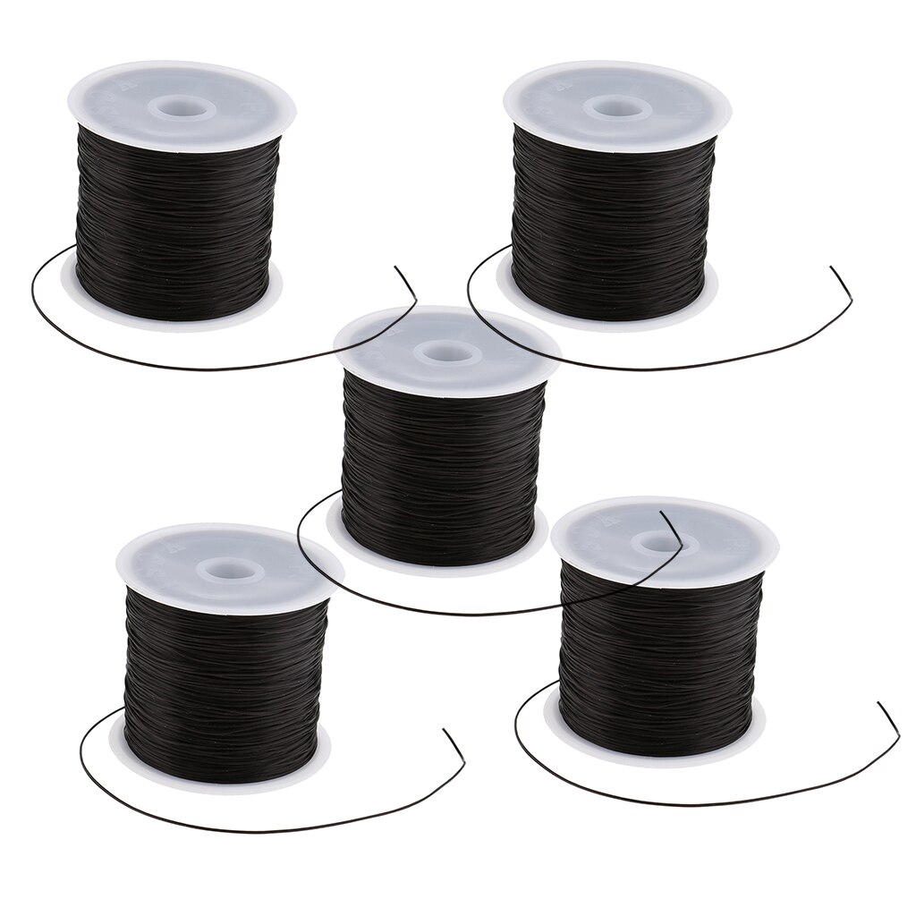 2 rollos de hilo negro elástico para decoración de pelucas, tejido para pelo de salón, para trama, costura, fabricación de extensiones de cabello, 60M