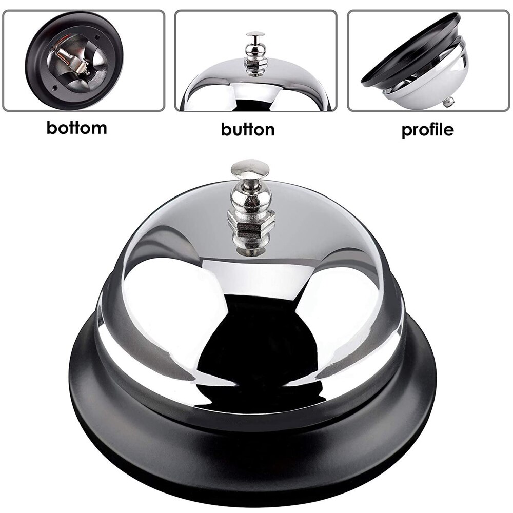 8.5*8.5*6cm Stainless Steel Bar Bell Desk Kitchen Hotel Counter Reception Restaurant Bar Ringer Call Bell Service Bar Accessorie