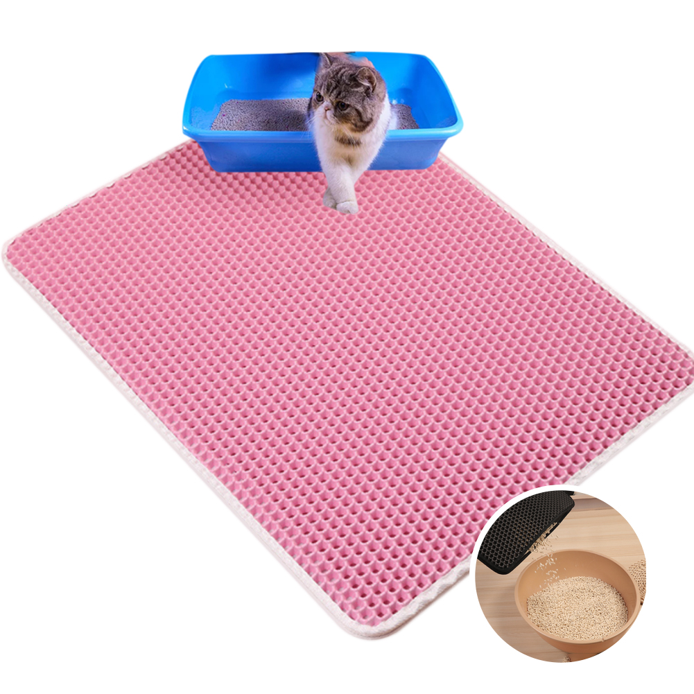Waterproof Cat Litter Mat Foldable EVA Double Layer Cat Catcher Catch Blanket Trapper Pad Non-Slip Surface Cat Sifting Pad Mats