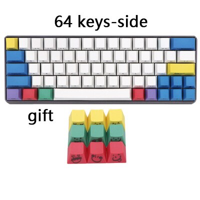 Copritasti Tastiera meccanica PBT Gesso di Colore Set keycap GH60 FFC660 64 tasti 87 eys 104 tasti 108 tasti Chiave Cap: 64keys side