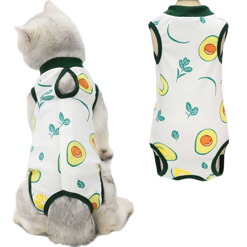 Ropa para mascotas con patrón de frutas, Mono para perro y gato, pijamas para niñas, bata quirúrgica para perros pequeños, monos para perros desteñidos antilamer