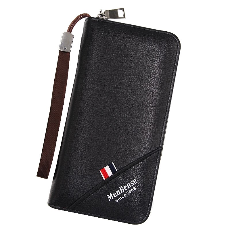 Men Long Wallet Men Zipper Purse for Men Coin Purses Clutch Male Portefeuille Wallets portefeuille homme: 888-8 Black