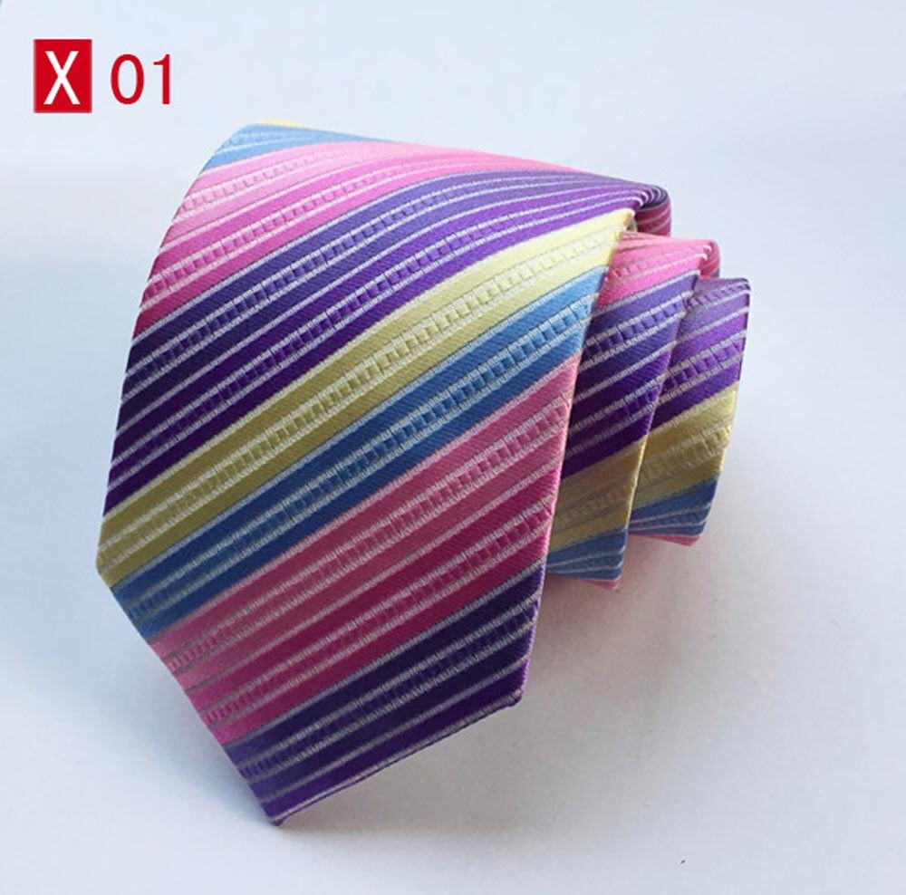Regenboog Gestreepte Man TieWoven Bloemen Gestreepte Stropdas bruiloft zakelijke banden Pak Stropdas Kleding accessoires voor mannen: X01