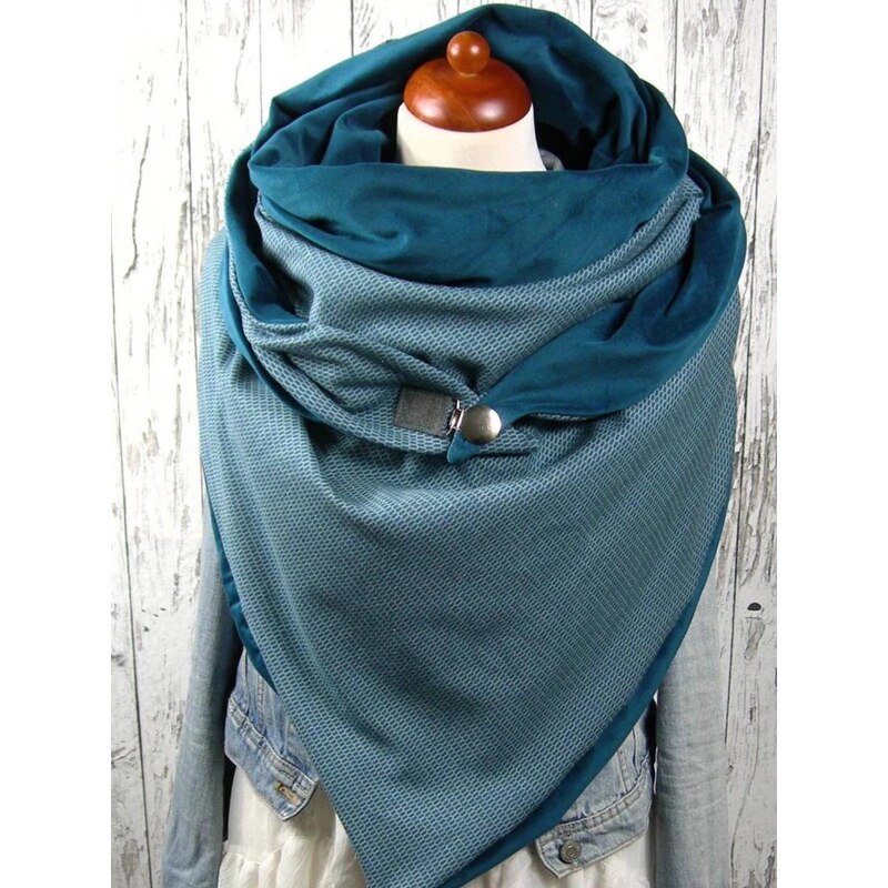 Foulard enroulé femme en cachemire | Imprimé écossais, style Triangle, boutons solides, décoration, écharpes chaudes en cachemire Pashmina: 3