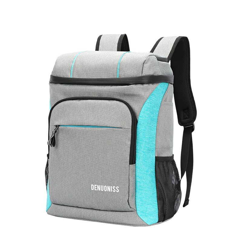 DENUONISS aislamiento gran bolsa Thermo caja para almuerzo o pícnic aislamiento fresco mochila hielo fresco portador térmico bolsos de hombro: 407-Gray