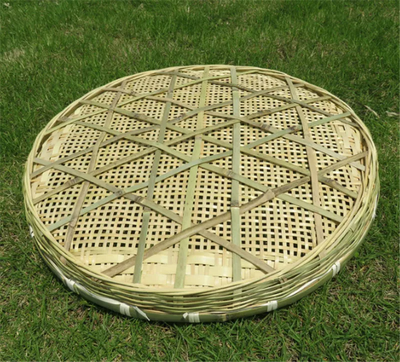 Cesta de bambú hecha a mano, tamiz de tejido de drenaje, bandeja de frutas, cestas de comestibles, redonda e irrompible, cesta de natural, cesta de almacenamiento