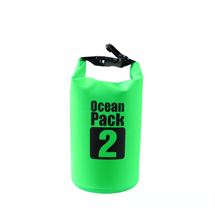 Pvc Zak Waterdichte Tas 2L Outdoor Zwemmen Tas Duiken Compressie Opslag Dry Bag Voor Man Vrouwen Kajakken Rugzak Strand Tassen: Green
