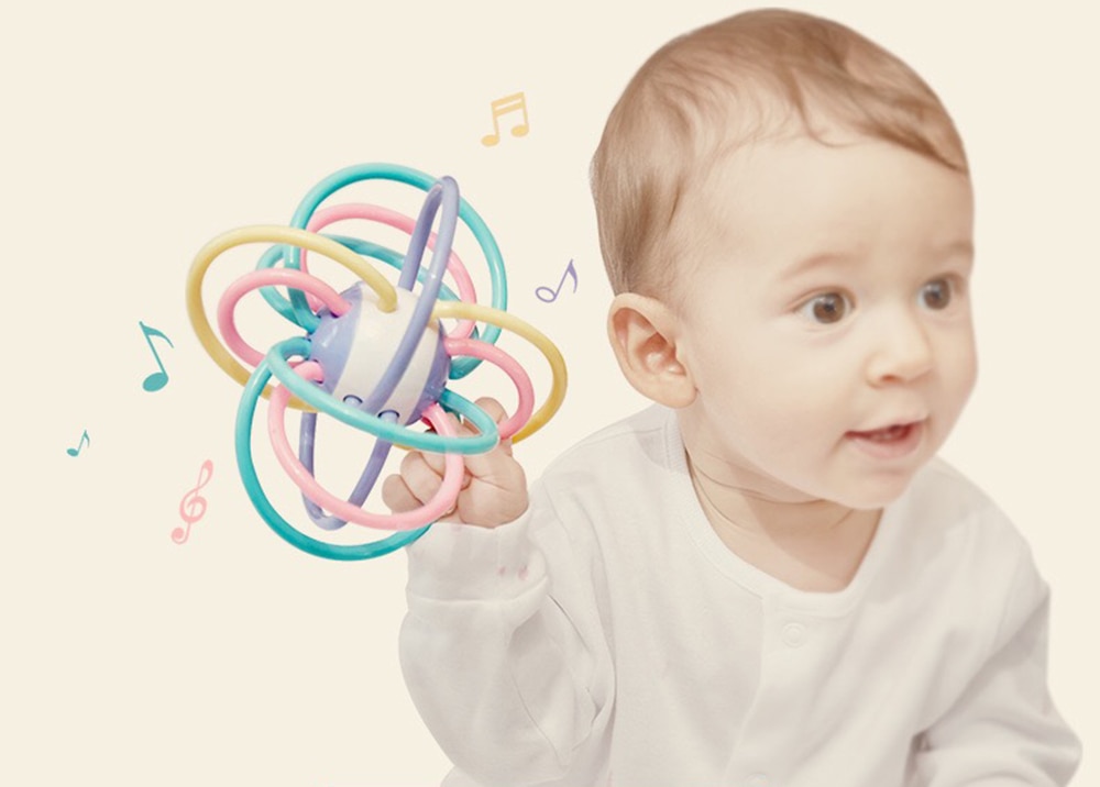 15cm Manhattan Ball Infant Toddler Soft Teether Rattle Hand Bell Education Toys for Child 0-12 Months Newborn Baby Development
