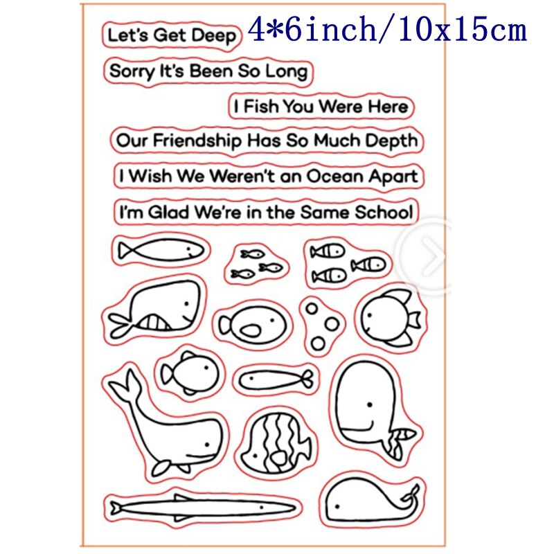 Hello Awesome Phrases Sea Animals Monkey Bears Transparent Clear Stamps for DIY Scrapbooking Paper Cards Crafts: 10