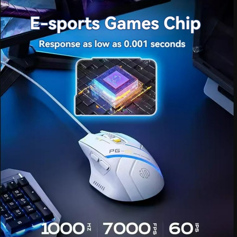 Inphic Pg1 Wired Mouse Gaming Mouse RGB Light Emitting Macro Programming 12800DPI 6 Keys Computer Mouse 1000hz Polling Rate
